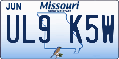 MO license plate UL9K5W