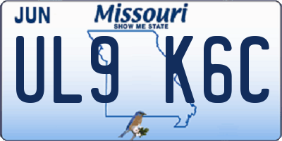 MO license plate UL9K6C