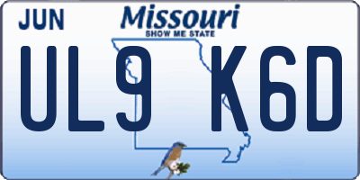 MO license plate UL9K6D