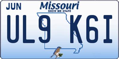 MO license plate UL9K6I