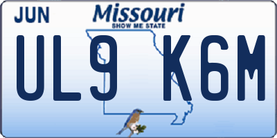 MO license plate UL9K6M