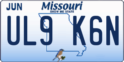 MO license plate UL9K6N