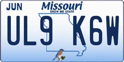 MO license plate UL9K6W