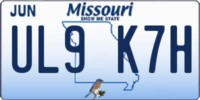 MO license plate UL9K7H