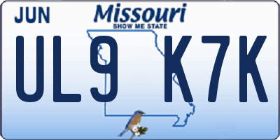 MO license plate UL9K7K