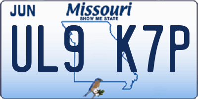 MO license plate UL9K7P