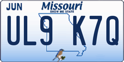MO license plate UL9K7Q
