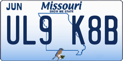 MO license plate UL9K8B