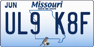 MO license plate UL9K8F