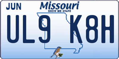MO license plate UL9K8H