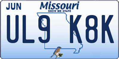 MO license plate UL9K8K