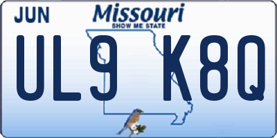 MO license plate UL9K8Q