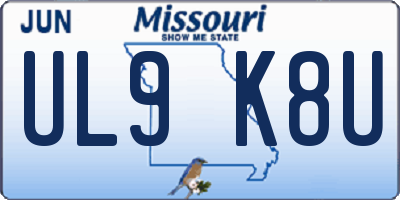 MO license plate UL9K8U