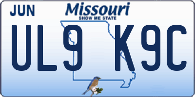 MO license plate UL9K9C