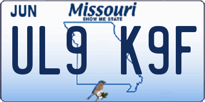 MO license plate UL9K9F