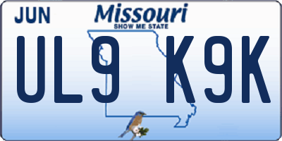 MO license plate UL9K9K