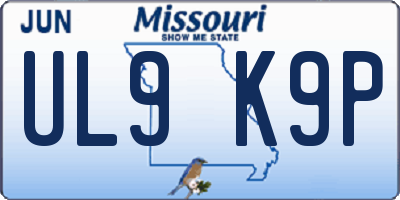 MO license plate UL9K9P