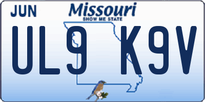 MO license plate UL9K9V