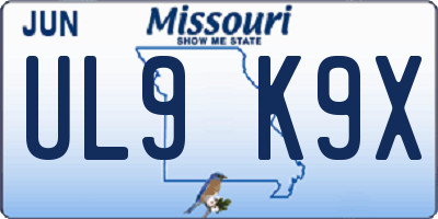 MO license plate UL9K9X