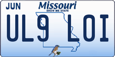 MO license plate UL9L0I