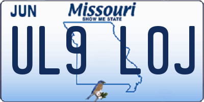 MO license plate UL9L0J