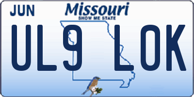 MO license plate UL9L0K