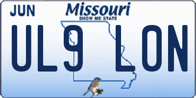MO license plate UL9L0N
