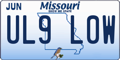 MO license plate UL9L0W