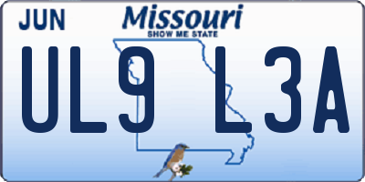 MO license plate UL9L3A