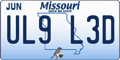 MO license plate UL9L3D