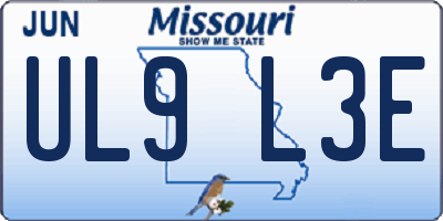 MO license plate UL9L3E