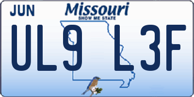 MO license plate UL9L3F