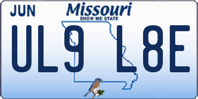 MO license plate UL9L8E