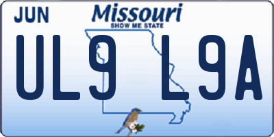 MO license plate UL9L9A