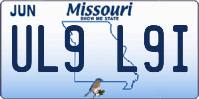MO license plate UL9L9I