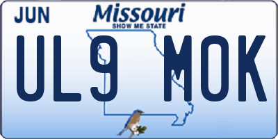 MO license plate UL9M0K
