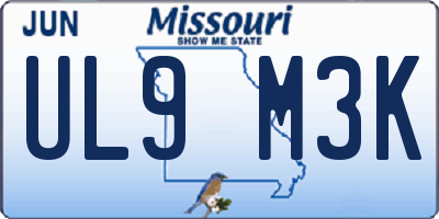 MO license plate UL9M3K
