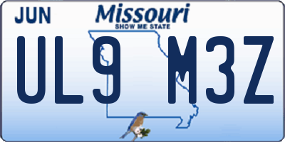 MO license plate UL9M3Z