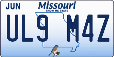 MO license plate UL9M4Z