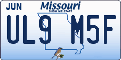 MO license plate UL9M5F