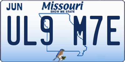 MO license plate UL9M7E