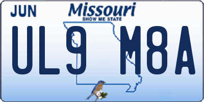 MO license plate UL9M8A