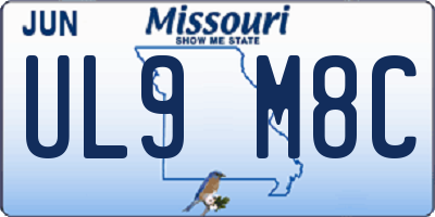 MO license plate UL9M8C