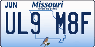 MO license plate UL9M8F