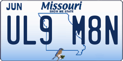 MO license plate UL9M8N