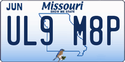 MO license plate UL9M8P