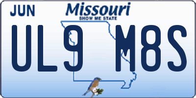 MO license plate UL9M8S