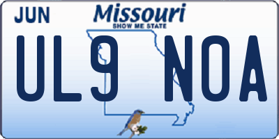 MO license plate UL9N0A