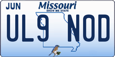 MO license plate UL9N0D