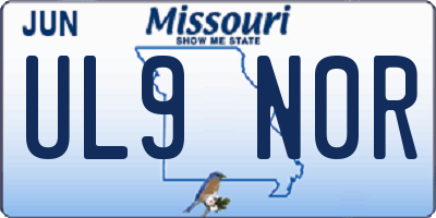 MO license plate UL9N0R